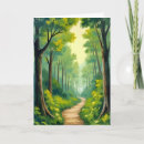 Recherche de chemin forestier vœux cartes Aquarelle