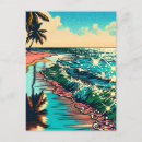 Recherche de scène de plage cartes postales Aquarelle