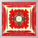 Recherche de fleur fractale posters Rouge