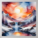 Recherche de montagnes de cascade posters Montagne enneigée