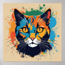Recherche de chats colorés posters Noir et blanc