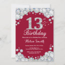 Recherche de rouge et argent invitations Fête d'anniversaire