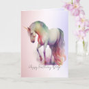 Recherche de mignonne licorne vœux cartes Aquarelle
