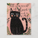Recherche de illustration de chat noir cartes postales Floral