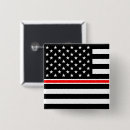 Recherche de pompiers badges Ligne rouge mince