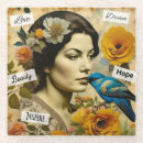 Recherche de collage vintage dessous de verres Amour