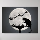 Suche nach katze und vollmond poster Silhouette