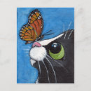 Recherche de chat et papillon cartes postales Mignon