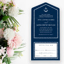 Recherche de ancre blanche invitations Bleu marine