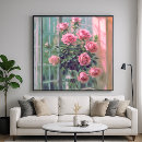 Suche nach vase mit rosa rosen poster Rot