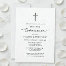 Recherche de première moderne petite communion invitations Noir et blanc