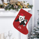 Recherche de ours panda chaussette de noël Rouge