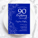 Recherche de blue floral anniversaire invitations Élégant