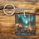 Recherche de tente porteclés Feu de camp