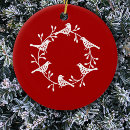 Recherche de oiseau rouge ornements Couronne de noël