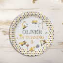 Recherche de jaune et gris assiettes en papier Camion à benne