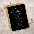 Recherche de or et noir mariage invitations Simple