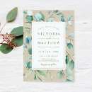 Recherche de vert et or mariage invitations Élégant