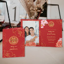 Recherche de double bonheur invitations Rouge et or