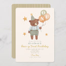 Recherche de bear anniversaire invitations Vert