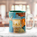 Recherche de orange et bleu tasses Initiale