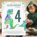 Recherche de dinosaures colorés invitations Boy