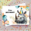 Recherche de rhinocéros vœux cartes Aquarelle