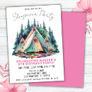 Recherche de de camping anniversaire invitations Rose