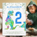 Recherche de dinosaures colorés invitations Boy