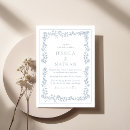 Recherche de floral frame mariage invitations Bleu poussiéreux