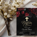 Recherche de rose et noir baptême invitations Élégant