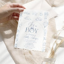 Recherche de toile de garçon invitations Bleu et blanc