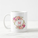 Recherche de fleurs romantiques tasses Monogramme