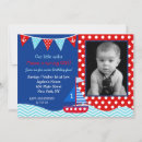 Recherche de nautical 1ans anniversaire invitations Bleu
