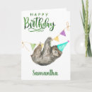 Recherche de sloth anniversaire cartes Aquarelle