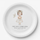 Recherche de première communion assiettes en papier Aquarelle