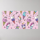Recherche de glace kawaii posters Licorne