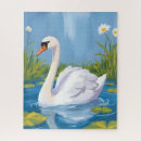 Recherche de cygne blanc puzzles Lac