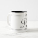 Recherche de gris et blanc tasses Monogramme