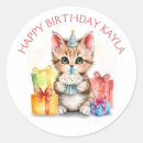 Recherche de anniversaire de chaton autocollants Rose