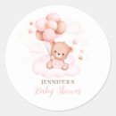 Recherche de ours rose autocollants Baby shower merci