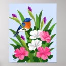 Recherche de oiseau bleu oriental posters Floral