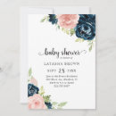 Recherche de navy blue baby shower invitations Floral