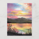 Recherche de bord de lac cartes postales Aquarelle
