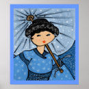 Suche nach frau mit kimono poster Blau