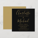 Recherche de or et noir mariage invitations Simple