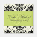 Recherche de monogramme vert de damassé invitations Noir