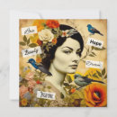Recherche de oiseau de dame vœux cartes Vintage