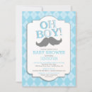 Recherche de moustache baby shower invitations Bleu