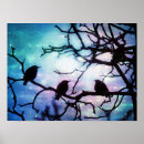 Recherche de oiseau sur la branche posters Bleu